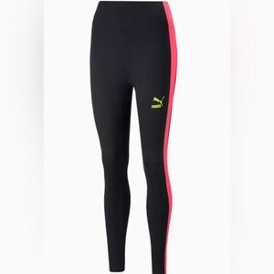 Women’s Puma Leggings with Neon Pink Side Panels